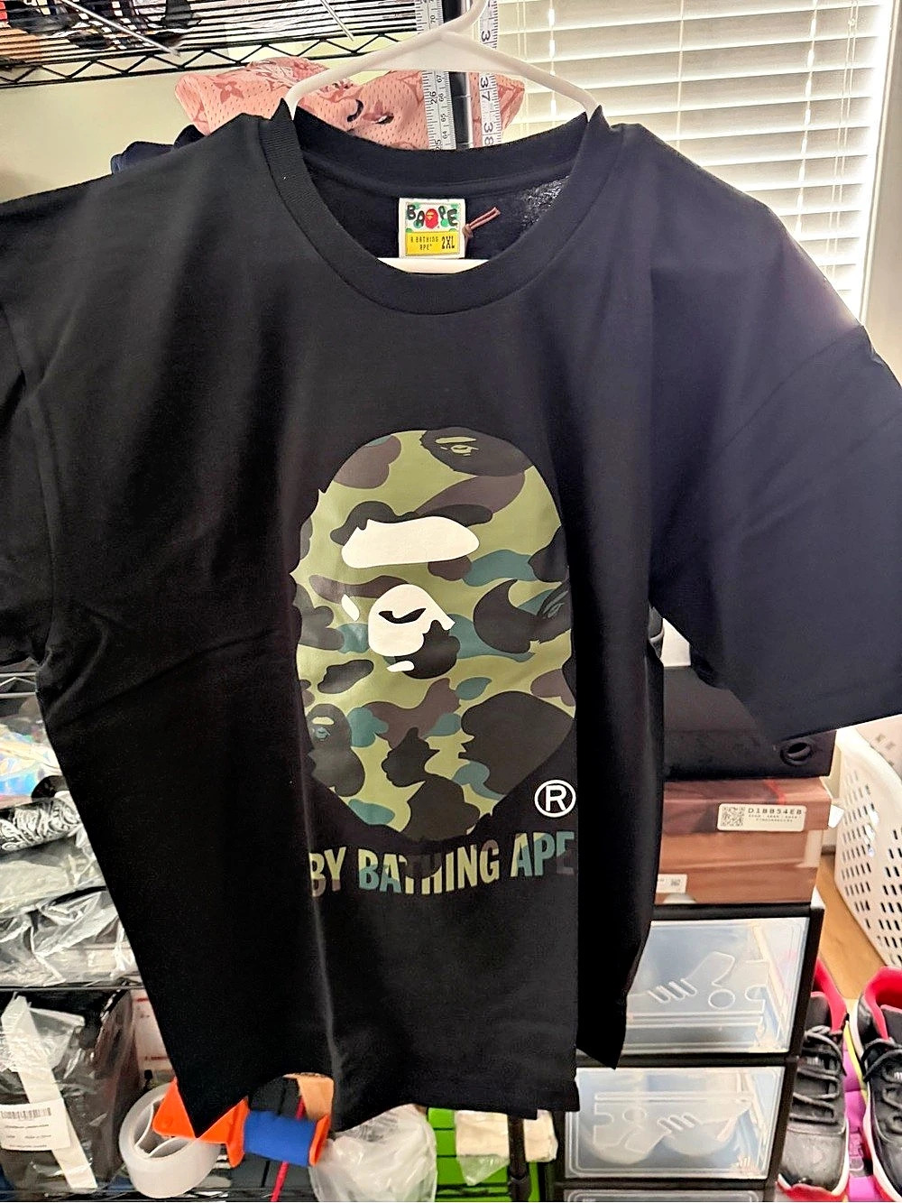 A Bathing Ape ABC Camo Ape Head Tee Black & Green 2XL